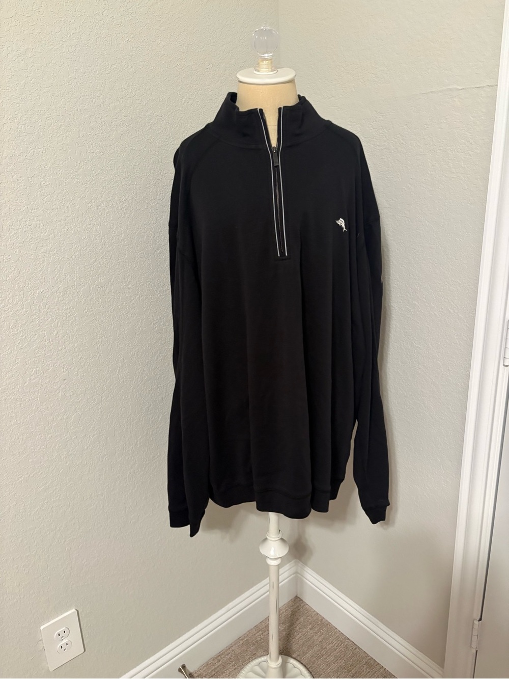 Tommy Bahama Black Half-Zip Pullover with Saints Logo